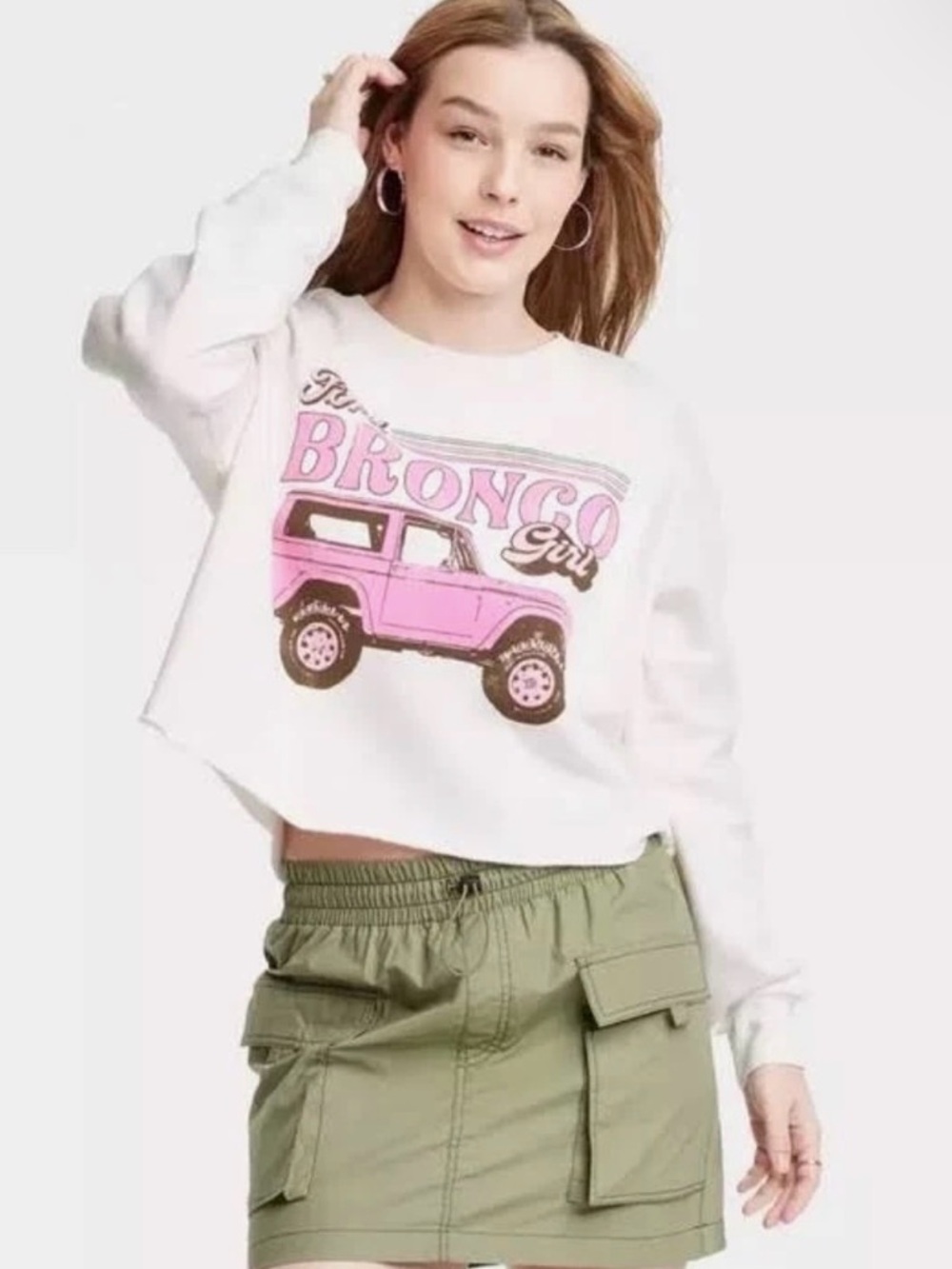 Ford Cream Sweatshirt with Pink Graphic